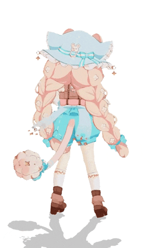 a drawing of a girl wearing a blue hat and shorts