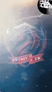 a poster for pocket club with a record in the background