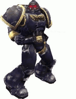 a robot with red eyes is dancing on a white background