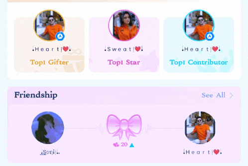 a screenshot of a social media app with a heart and the words love sweat heart