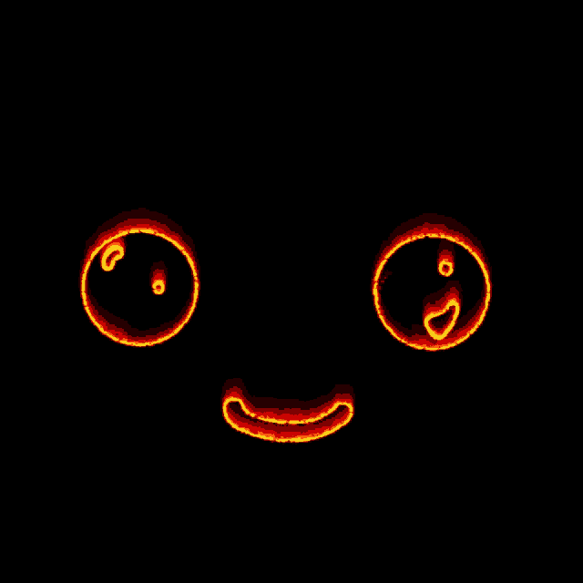 a smiley face made out of flames with a black background