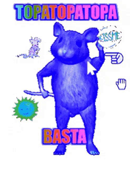 a picture of a mouse with the word basta on it