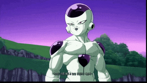 a cartoon character with a purple helmet is talking in a language other than english