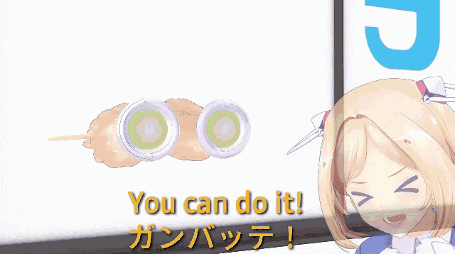 a cartoon girl with the words " you can do it " on the top