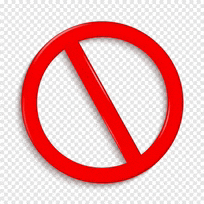 a red circle with a line through it on a transparent background