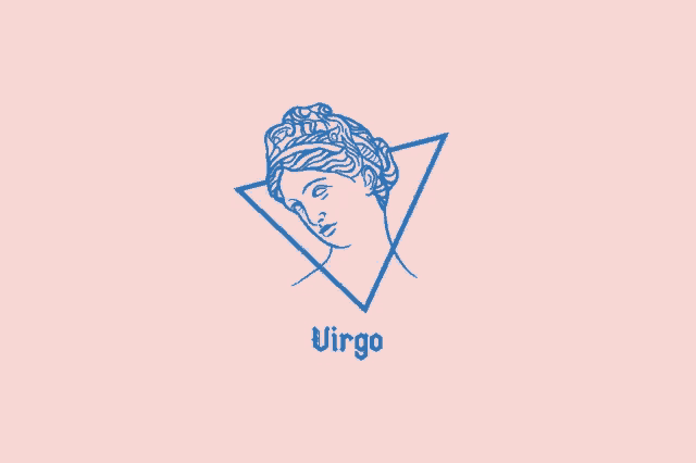 a virgo sign with a woman 's face in a triangle