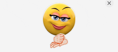 a female smiley face with a hand behind it and an x on the bottom