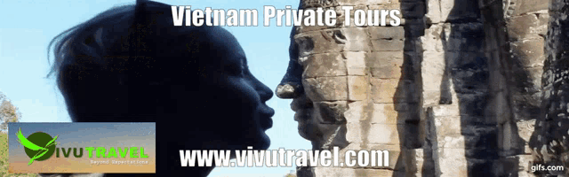 a banner for vietnam private tours shows a statue