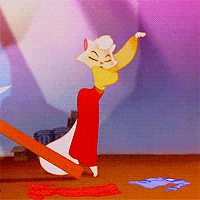 a cartoon character is standing on a wooden plank