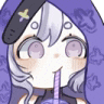 a cartoon girl is drinking through a straw from a purple cup .
