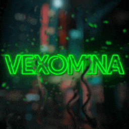 a neon sign that says vexomna in green