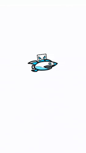 a cartoon drawing of a fish with a rocket on its back on a white background .