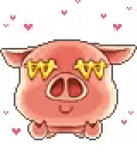 a pixel art illustration of a pig with sunglasses on .
