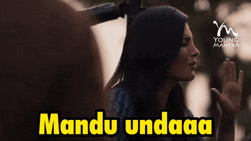 a young mantra advertisement shows a woman with her hands up