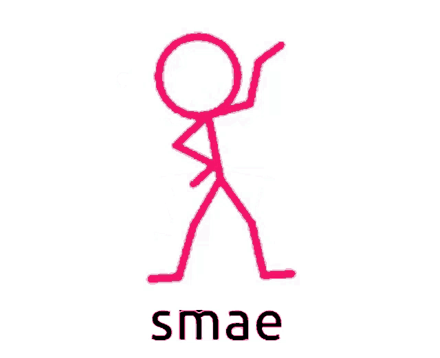 a stick figure with the word smae written below it