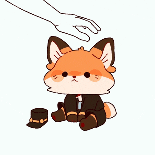 a cartoon drawing of a fox with a top hat