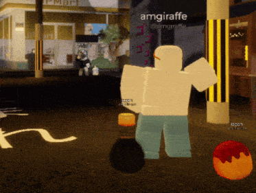 a person in a video game with the name amgiraffe on the top