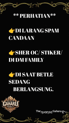 a black background with a gold border and the word gaharu on the bottom