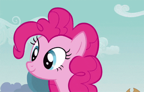 pinkie pie from my little pony looks at something