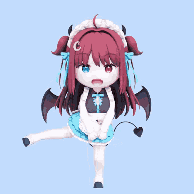 a 3d model of a girl with red hair and blue eyes