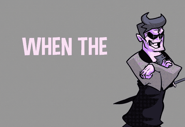 a cartoon drawing of a man with horns and the words " when the "