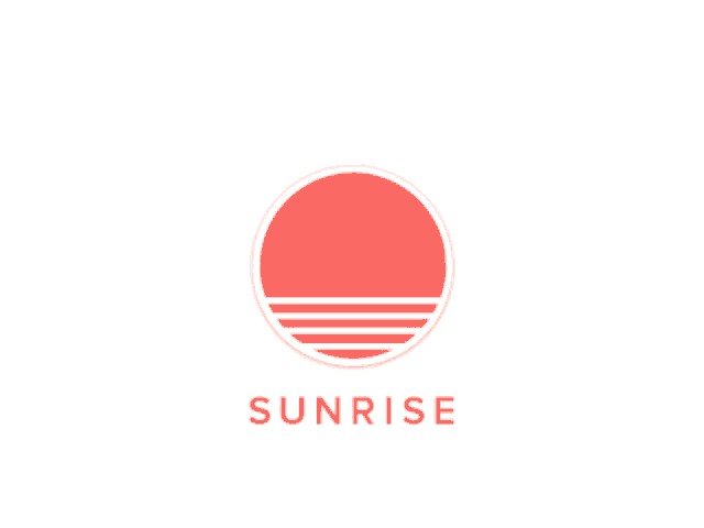 an illustration of a sunset with a red sun in the middle