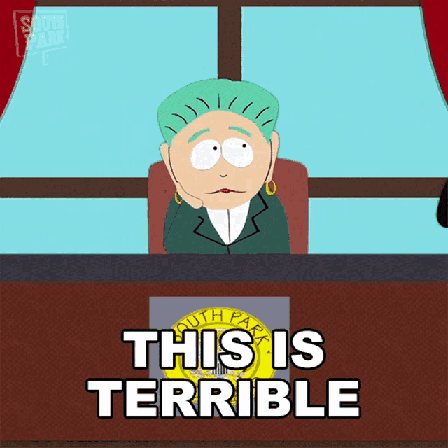 a cartoon of a woman sitting at a desk with the words " this is terrible "