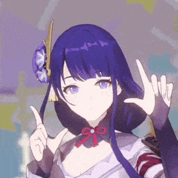a purple haired anime girl with purple eyes is giving a thumbs up sign .