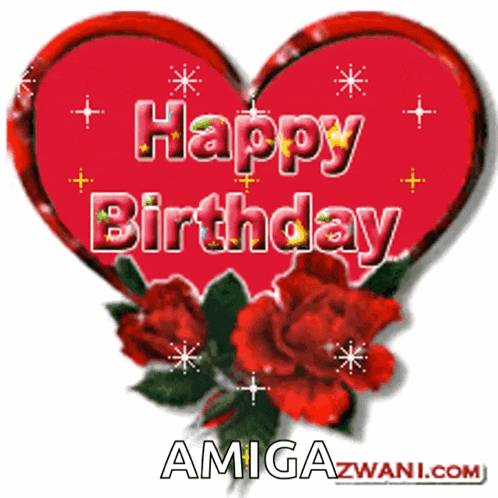 a red heart with the words happy birthday written inside