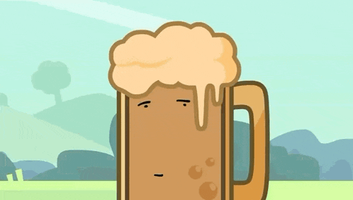 a cartoon drawing of a beer mug with a smiley face on it
