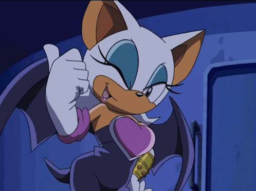 a cartoon character giving a thumbs up in a dark room