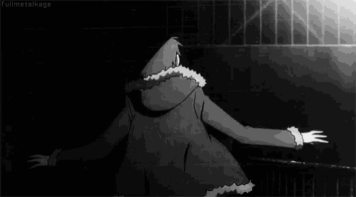 a black and white drawing of a person with their arms outstretched in the dark .