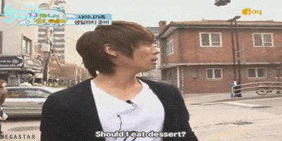 a man says should i eat dessert while standing on a street