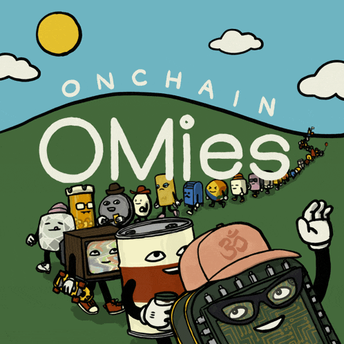 a cartoon drawing of a bunch of objects with the words omies on the bottom