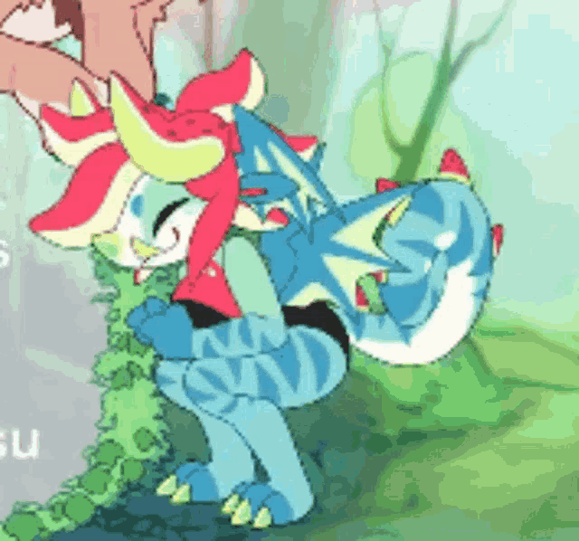 a cartoon drawing of a dragon and a rabbit