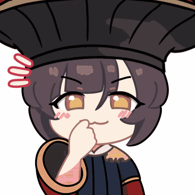a cartoon drawing of a girl with a black hat on