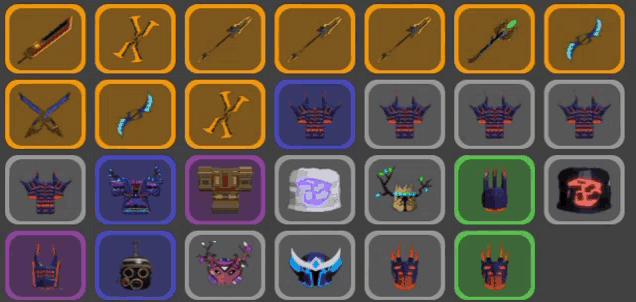 a bunch of icons including a sword and a shield