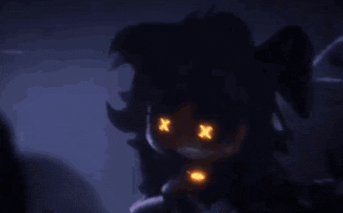 a close up of a person 's face with x 's on their eyes