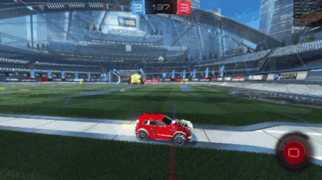 a rocket league game is being played on a computer