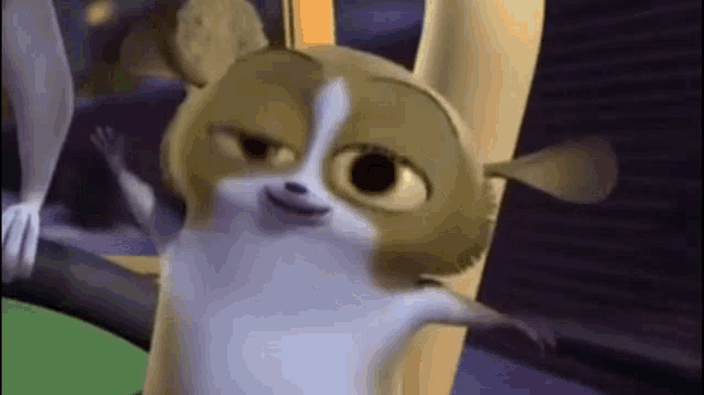 a cartoon mouse is standing on a tree branch .