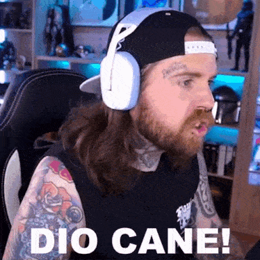 a man wearing headphones says dio cane