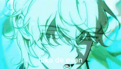 a close up of a person 's face with the name luka de evan written on the bottom .