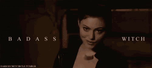 a picture of a woman with the words badass witch on it