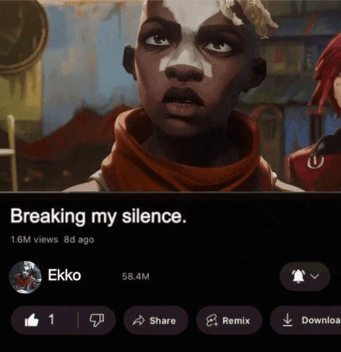 a screenshot of ekko 's breaking my silence video