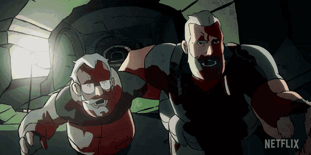 a cartoon of two men with the word netflix on the bottom right