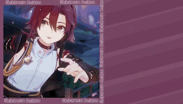 a picture of a girl with red hair and the name shitanom hazou on the bottom