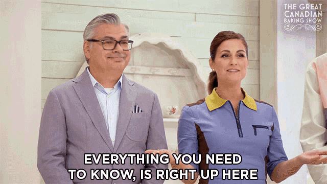 Everything You Need To Know Is Right Up Here The Great Canadian Baking Show GIF - Everything You Need To Know Is Right Up Here The Great Canadian Baking Show Gcbs GIFs