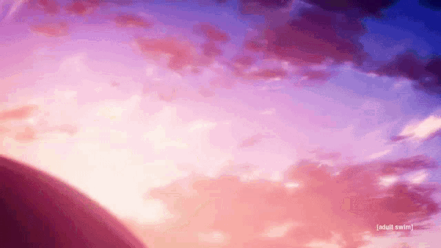 a pink and purple sky with the words adult swim visible
