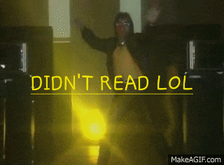 a man is dancing in a dark room with the words did n't read lol
