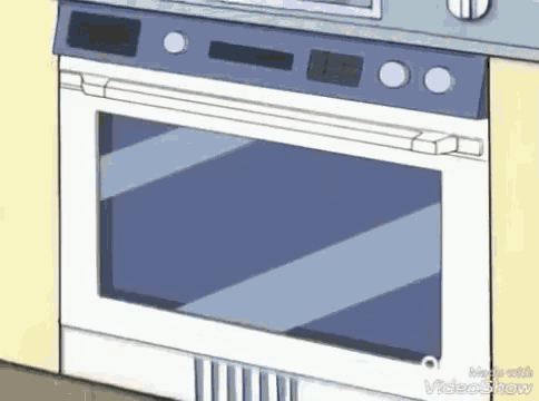 a cartoon illustration of a stove with a glass door .